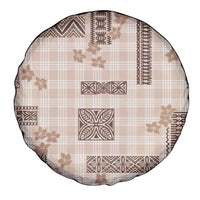 Hawaiian Quilt Tapa On Beige Palaka Motifs Spare Tire Cover LT7 - Polynesian Pride