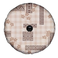 Hawaiian Quilt Tapa On Beige Palaka Motifs Spare Tire Cover LT7 - Polynesian Pride