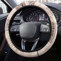 Hawaiian Quilt Tapa On Beige Palaka Motifs Steering Wheel Cover