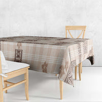 Hawaiian Quilt Tapa On Beige Palaka Motifs Tablecloth