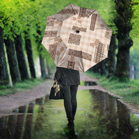 Hawaiian Quilt Tapa On Beige Palaka Motifs Umbrella