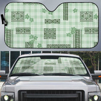 Hawaiian Quilt Tapa On Pastel Mint Palaka Motifs Auto Sun Shade