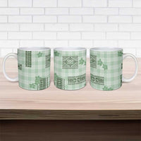 Hawaiian Quilt Tapa On Pastel Mint Palaka Motifs Ceramic Mug