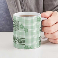 Hawaiian Quilt Tapa On Pastel Mint Palaka Motifs Ceramic Mug