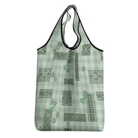 Hawaiian Quilt Tapa On Pastel Mint Palaka Motifs Grocery Bag