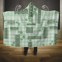 Hawaiian Quilt Tapa On Pastel Mint Palaka Motifs Hooded Blanket