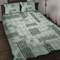 Hawaiian Quilt Tapa On Pastel Mint Palaka Motifs Quilt Bed Set