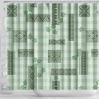Hawaiian Quilt Tapa On Pastel Mint Palaka Motifs Shower Curtain