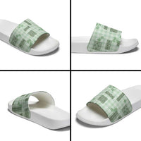Hawaiian Quilt Tapa On Pastel Mint Palaka Motifs Slide Sandals