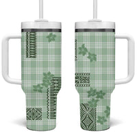 Hawaiian Quilt Tapa On Pastel Mint Palaka Motifs Tumbler With Handle