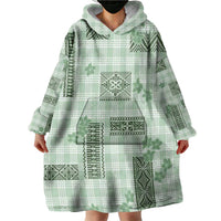 Hawaiian Quilt Tapa On Pastel Mint Palaka Motifs Wearable Blanket Hoodie