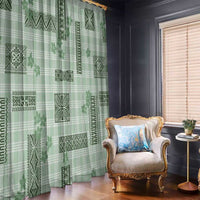 Hawaiian Quilt Tapa On Pastel Mint Palaka Motifs Window Curtain LT7 - Polynesian Pride