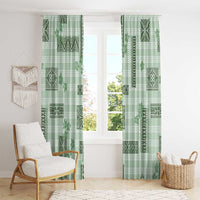 Hawaiian Quilt Tapa On Pastel Mint Palaka Motifs Window Curtain LT7 - Polynesian Pride