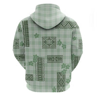 Hawaiian Quilt Tapa On Pastel Mint Palaka Motifs Zip Hoodie