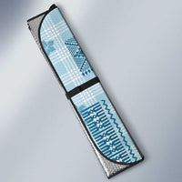 Hawaiian Quilt Tapa On Cold Blue Palaka Motifs Auto Sun Shade