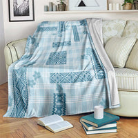 Hawaiian Quilt Tapa On Cold Blue Palaka Motifs Blanket