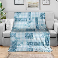 Hawaiian Quilt Tapa On Cold Blue Palaka Motifs Blanket