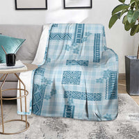 Hawaiian Quilt Tapa On Cold Blue Palaka Motifs Blanket