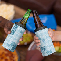 Hawaiian Quilt Tapa On Cold Blue Palaka Motifs 4 in 1 Can Cooler Tumbler