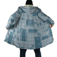 Hawaiian Quilt Tapa On Cold Blue Palaka Motifs Cloak