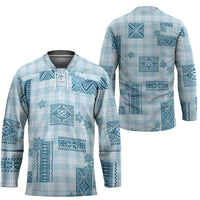 Hawaiian Quilt Tapa On Cold Blue Palaka Motifs Hockey Jersey