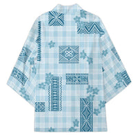 Hawaiian Quilt Tapa On Cold Blue Palaka Motifs Kimono