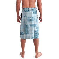 Hawaiian Quilt Tapa On Cold Blue Palaka Motifs Lavalava