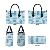 Hawaiian Quilt Tapa On Cold Blue Palaka Motifs Leather Bag