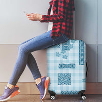 Hawaiian Quilt Tapa On Cold Blue Palaka Motifs Luggage Cover