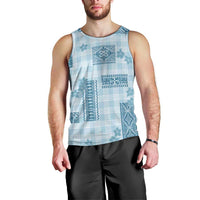 Hawaiian Quilt Tapa On Cold Blue Palaka Motifs Men Tank Top