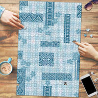 Hawaiian Quilt Tapa On Cold Blue Palaka Motifs Puzzle