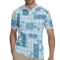 Hawaiian Quilt Tapa On Cold Blue Palaka Motifs Rugby Jersey