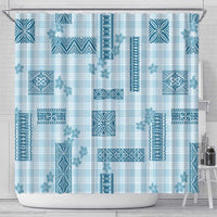 Hawaiian Quilt Tapa On Cold Blue Palaka Motifs Shower Curtain LT7 - Polynesian Pride