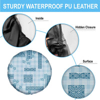 Hawaiian Quilt Tapa On Cold Blue Palaka Motifs Spare Tire Cover
