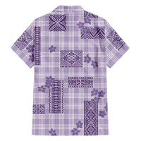 Hawaiian Quilt Tapa On Lilac Palaka Motifs Family Matching Off Shoulder Maxi Dress and Hawaiian Shirt
