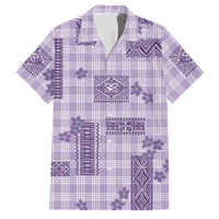 Hawaiian Quilt Tapa On Lilac Palaka Motifs Family Matching Puletasi and Hawaiian Shirt