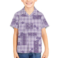 Hawaiian Quilt Tapa On Lilac Palaka Motifs Family Matching Summer Maxi Dress and Hawaiian Shirt