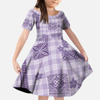 Hawaiian Quilt Tapa On Lilac Palaka Motifs Family Matching Tank Maxi Dress and Hawaiian Shirt