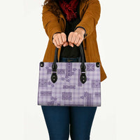 Hawaiian Quilt Tapa On Lilac Palaka Motifs Leather Bag