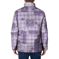 Hawaiian Quilt Tapa On Lilac Palaka Motifs Padded Jacket