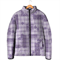 Hawaiian Quilt Tapa On Lilac Palaka Motifs Padded Jacket