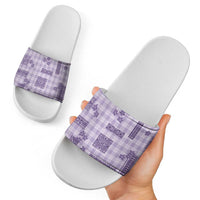 Hawaiian Quilt Tapa On Lilac Palaka Motifs Slide Sandals