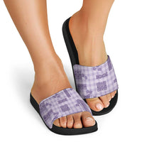 Hawaiian Quilt Tapa On Lilac Palaka Motifs Slide Sandals
