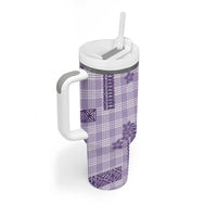 Hawaiian Quilt Tapa On Lilac Palaka Motifs Tumbler With Handle