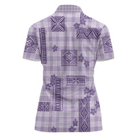 Hawaiian Quilt Tapa On Lilac Palaka Motifs Women Polo Shirt