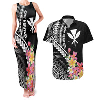 AAPI Heritage Month Couples Matching Tank Maxi Dress and Hawaiian Shirt Kanaka Hawaii Plumeria