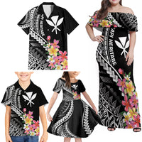AAPI Heritage Month Family Matching Off Shoulder Maxi Dress and Hawaiian Shirt Kanaka Hawaii Plumeria