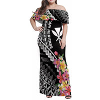 AAPI Heritage Month Family Matching Off Shoulder Maxi Dress and Hawaiian Shirt Kanaka Hawaii Plumeria