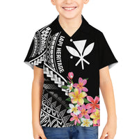 AAPI Heritage Month Family Matching Short Sleeve Bodycon Dress and Hawaiian Shirt Kanaka Hawaii Plumeria LT7 Son's Shirt Black - Polynesian Pride
