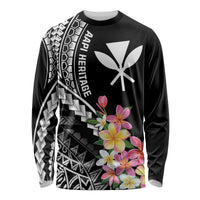 AAPI Heritage Month Long Sleeve Shirt Kanaka Hawaii Plumeria LT7 Unisex Black - Polynesian Pride